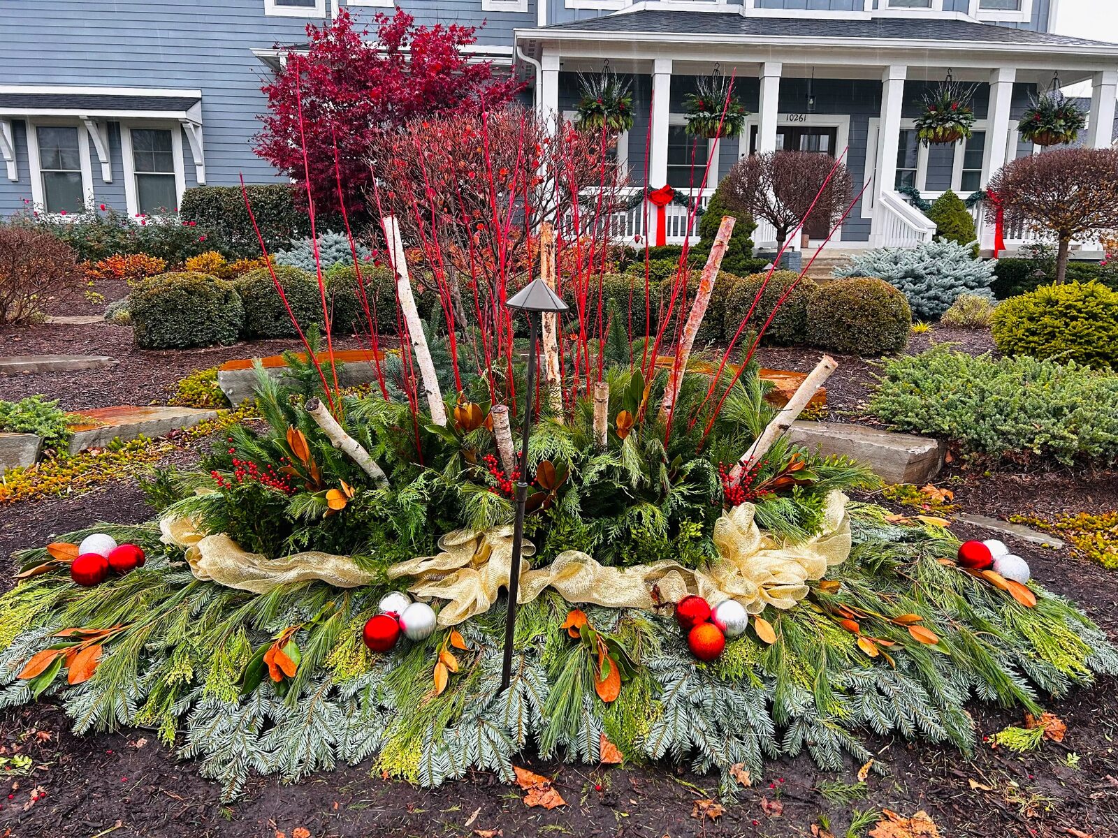 Winter landscape feature by M&J Landscaping