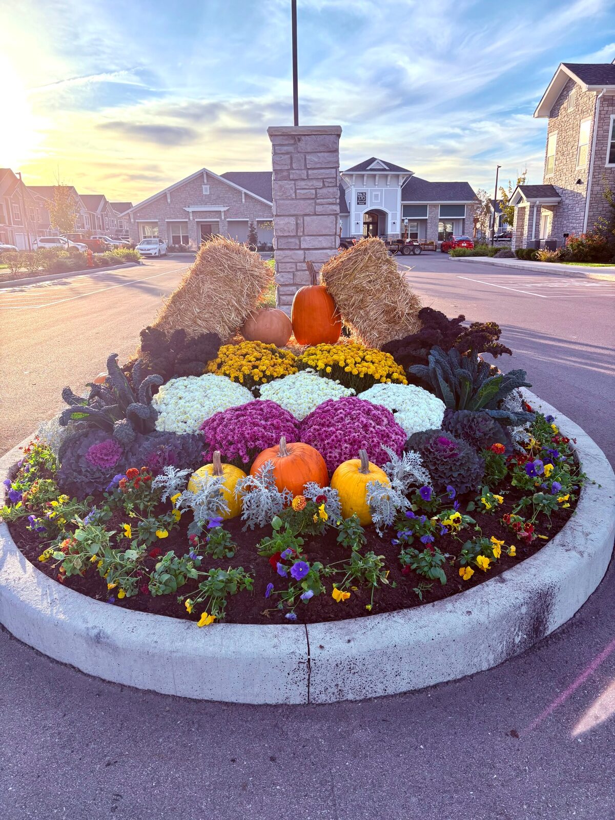 Seasonal community display by M&J Landscaping